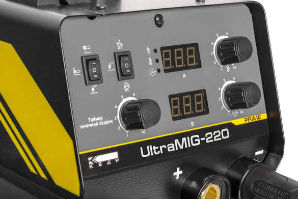 Полуавт. КЕДР UltraMIG-220 (30–220А,220В,ПВ 40%, 6.5 кВт,Ø0,6-1,0мм,13.2 кг,с горелк.)арт.8015500